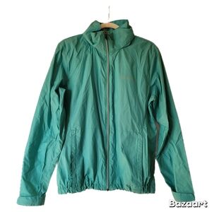 Columbia Jacket XL Green Zip Packed Hood Nylon Long Sleeve Pockets